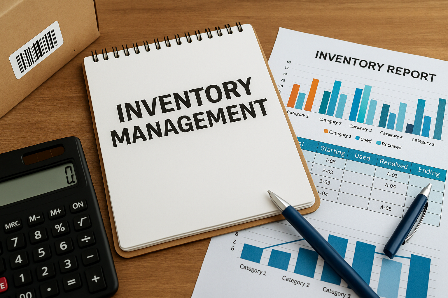 inventory management tool interface with stock items and barcode scanner
