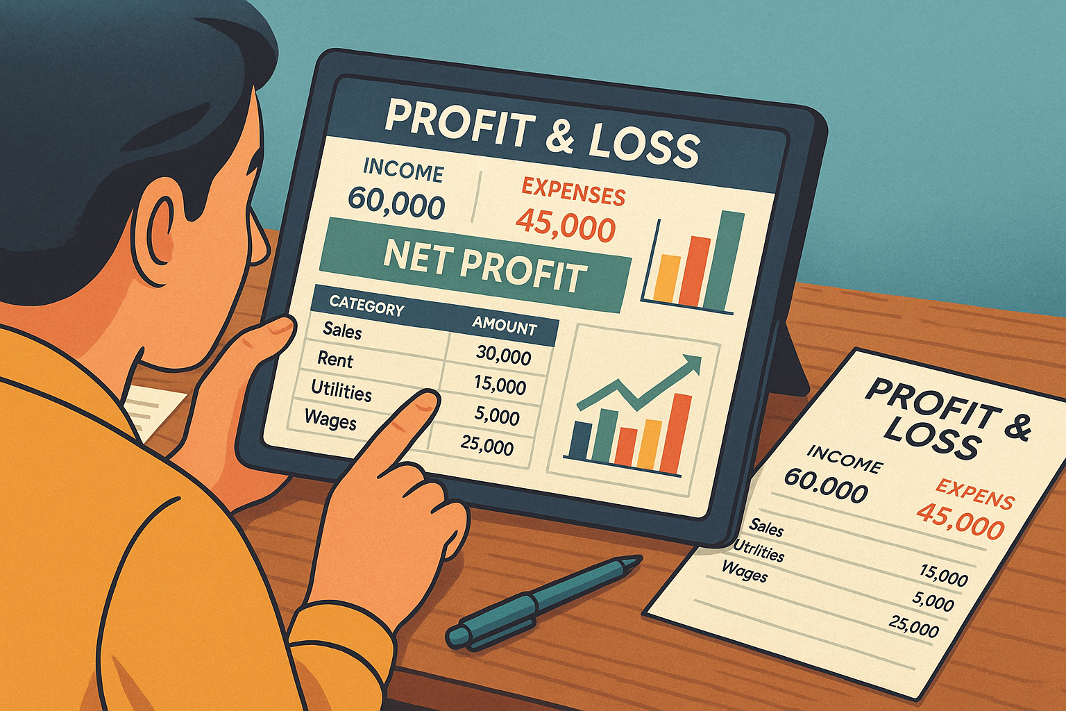 profit and loss tracking tool with business dashboard and charts