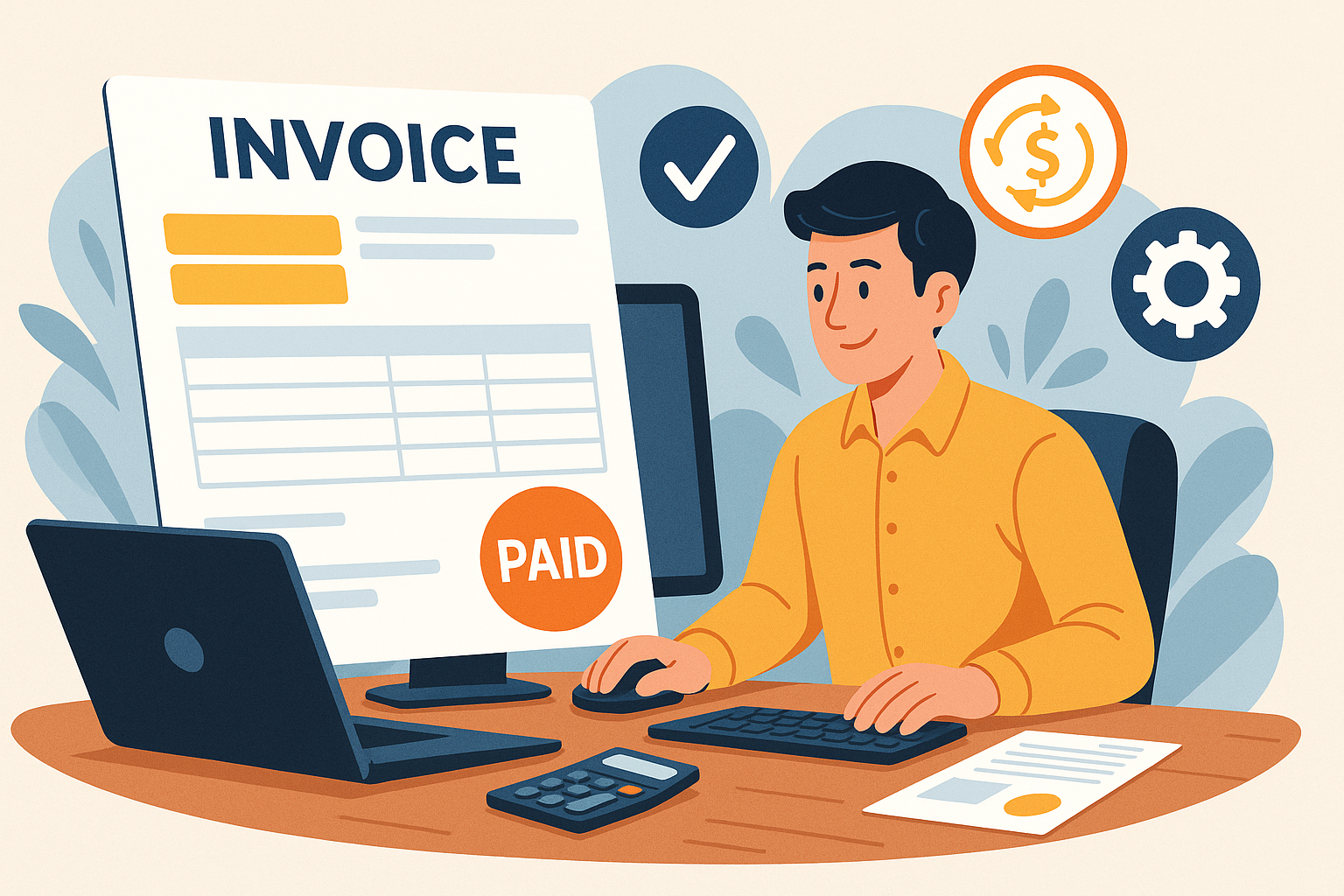 invoice automation tool showing digital invoice creation on screen