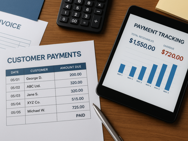 customer payment tracking tool with invoices and ledger