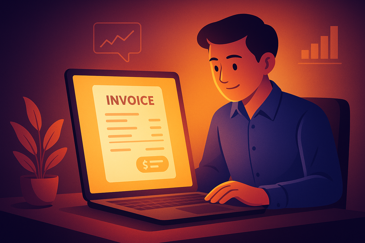 Young entrepreneur using a digital ledger in a modern workspace