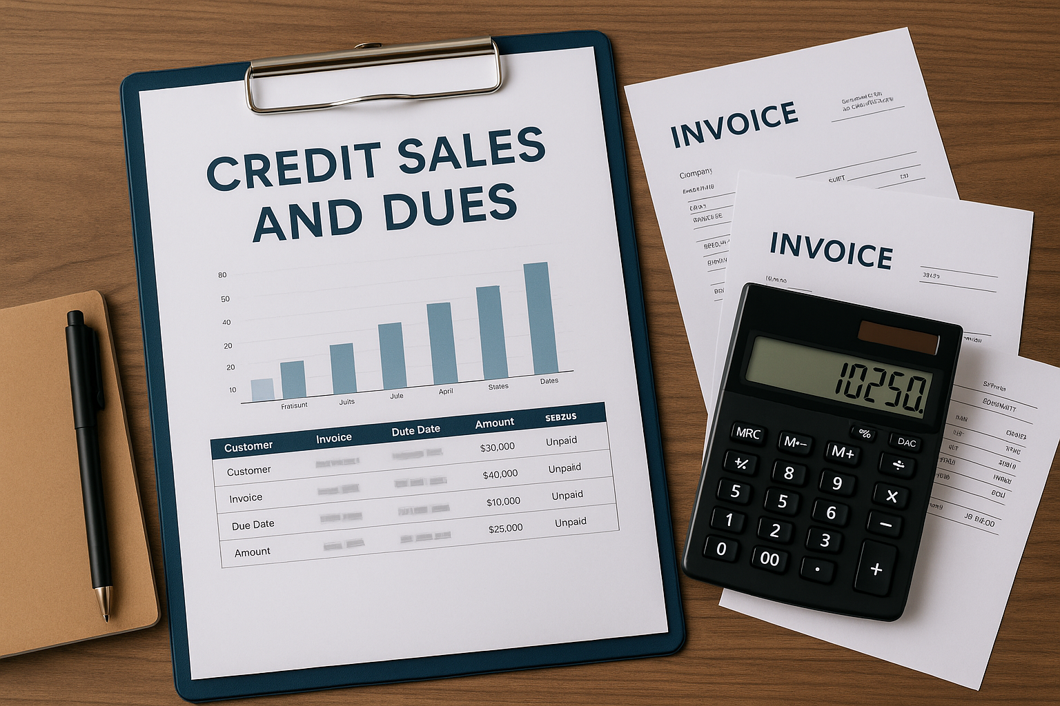 credit sales and dues tracker with customer account records