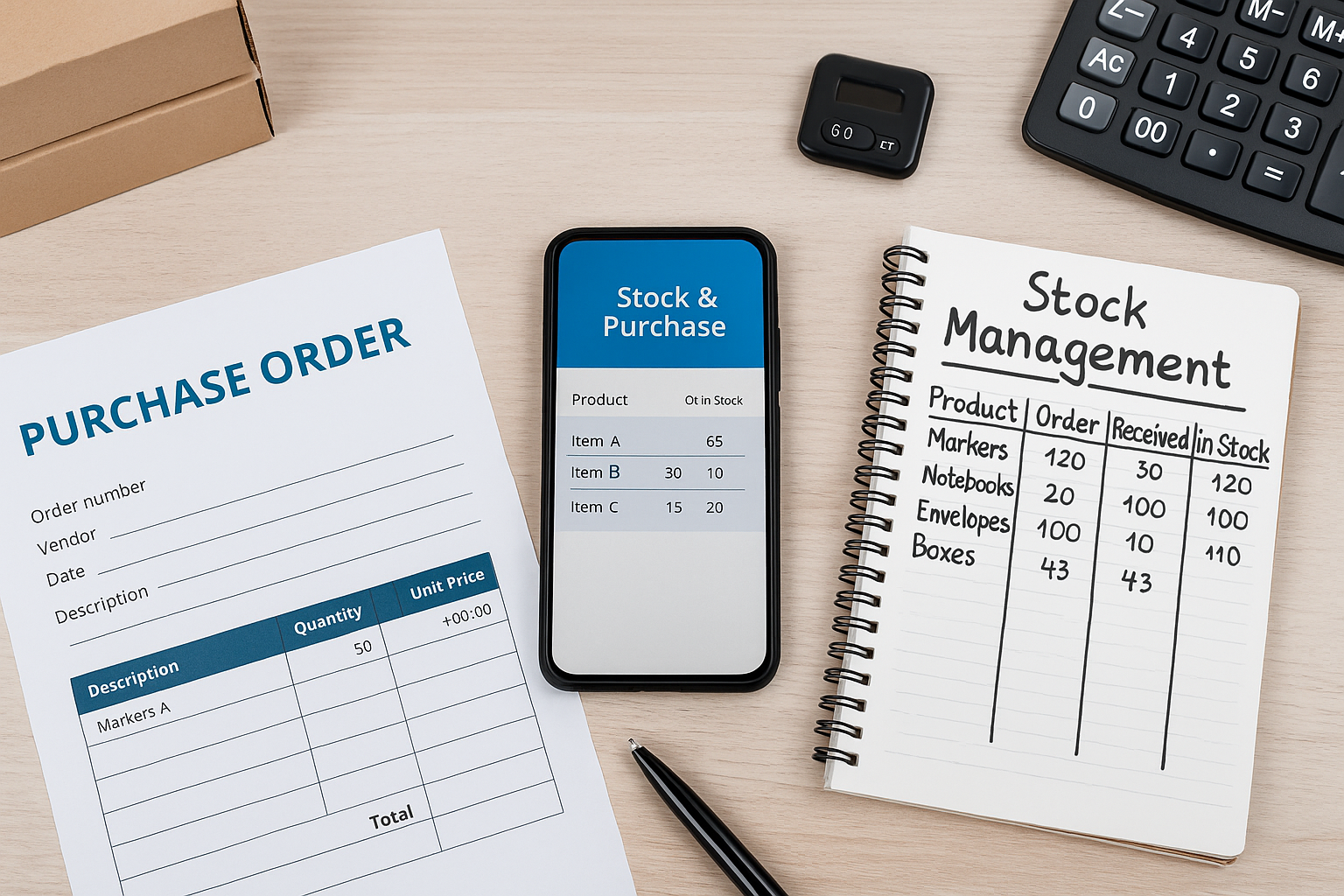 stock and purchase management tool with inventory dashboard and product records