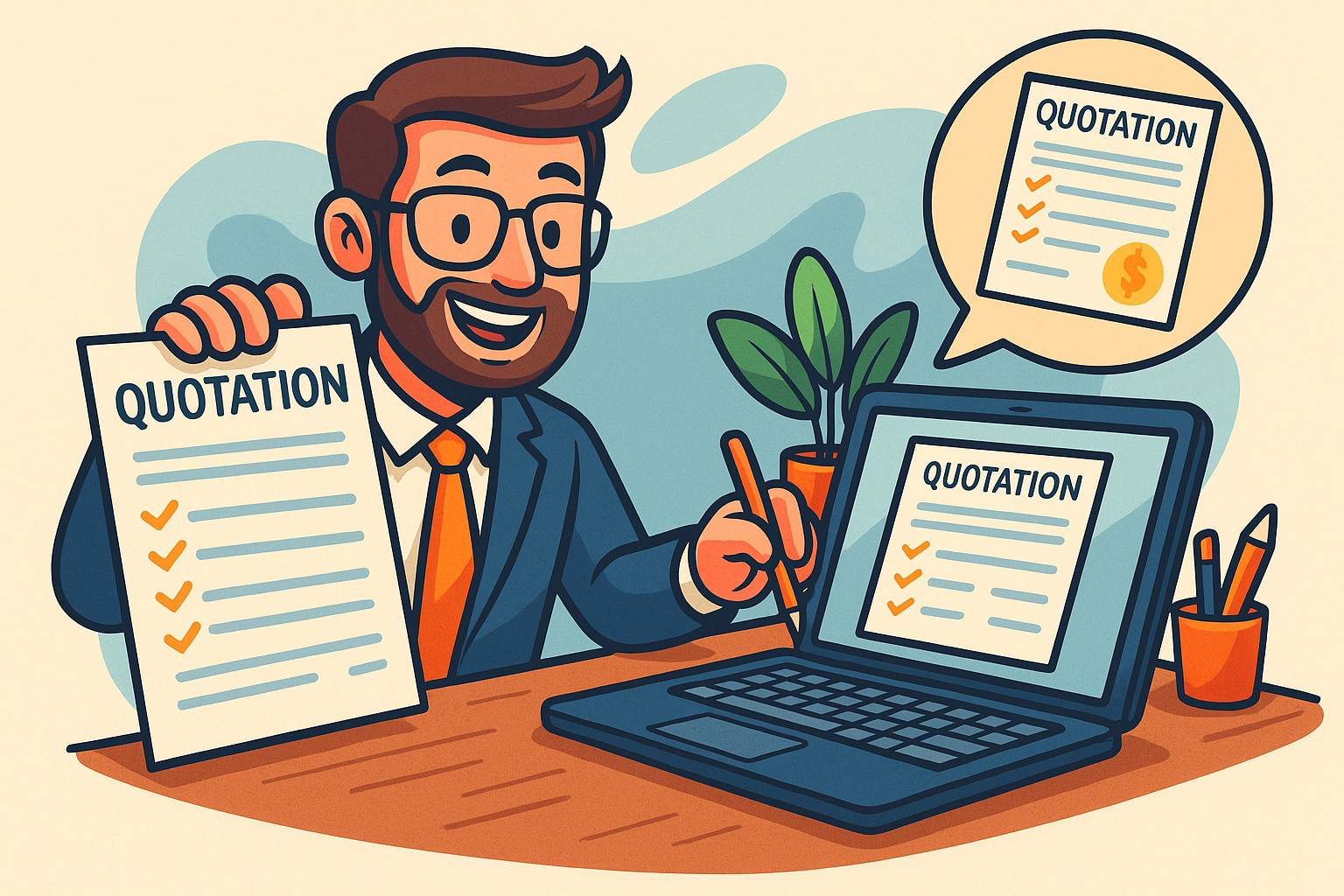 quotation creation tool with digital price estimate illustration