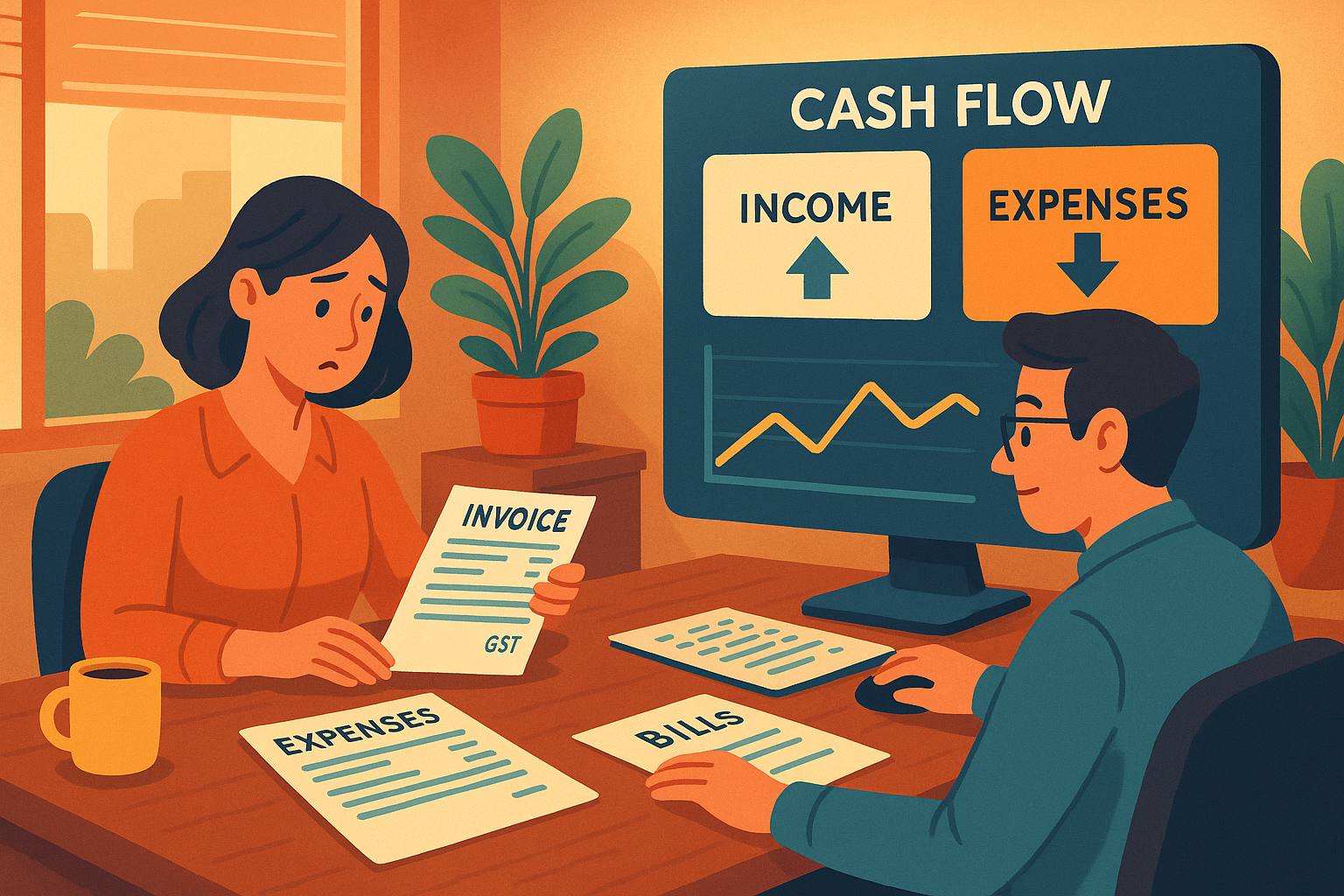 Cash flow management in small business with digital dashboard