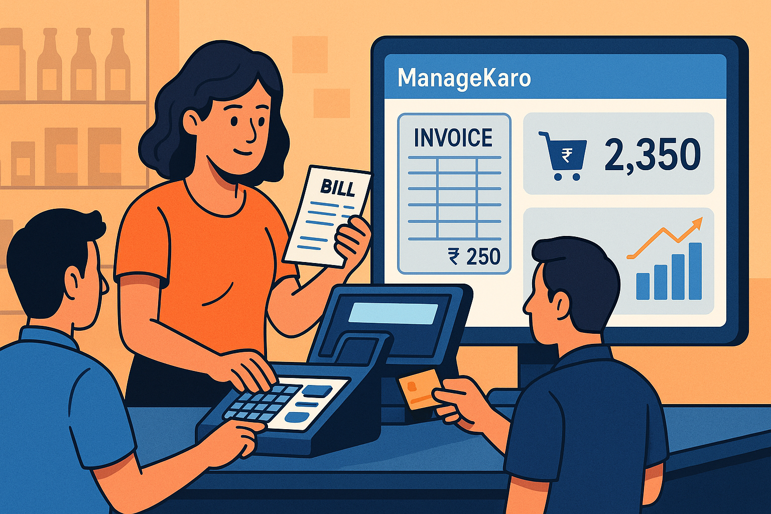 Small shop using ManageKaro POS software for billing and invoicing