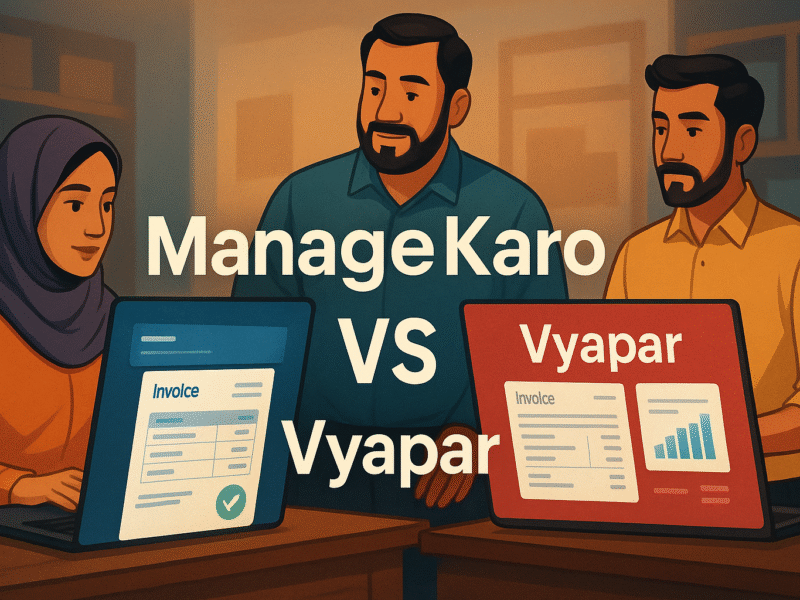 ManageKaro vs Vyapar software comparison for Pakistani SMEs