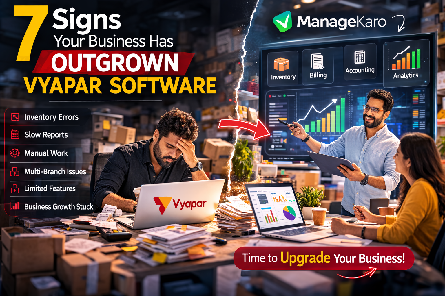7 warning signs showing why growing SMEs outgrow Vyapar software and need modern ERP systems for inventory and business management