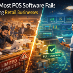 POS software limitations vs ERP system comparison showing retail business struggling with basic POS and upgrading to full business management system.