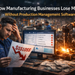 Manufacturing business losing money due to inefficient production processes shown in factory with production issues and financial loss