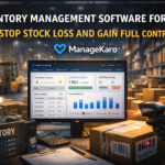 Inventory management software dashboard tracking warehouse stock and products using ManageKaro