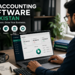 accounting software Pakistan business owner analyzing financial reports and accounting dashboard