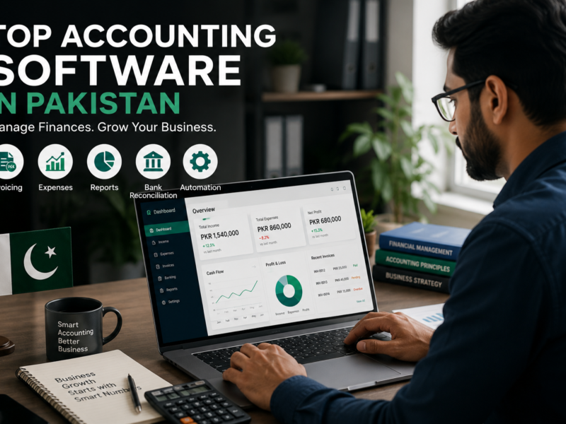 accounting software Pakistan business owner analyzing financial reports and accounting dashboard