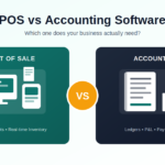 POS vs accounting software comparison showing point of sale terminal and accounting ledger icons