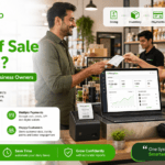 What is a point of sale system guide showing ManageKaro POS software with billing, inventory, payments, customers, reports, barcode scanner, receipt printer, and sales dashboard for business owners.