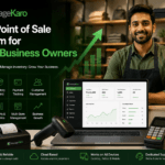 Best point of sale system for small business owners showing ManageKaro POS dashboard with fast billing, inventory control, payment tracking, customer management, purchase records, reports, and business growth features.
