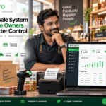 Best point of sale system for retail store owners showing ManageKaro POS dashboard with billing, inventory control, payment tracking, customer balances, purchase management, supplier records, business reports, and retail growth tools.